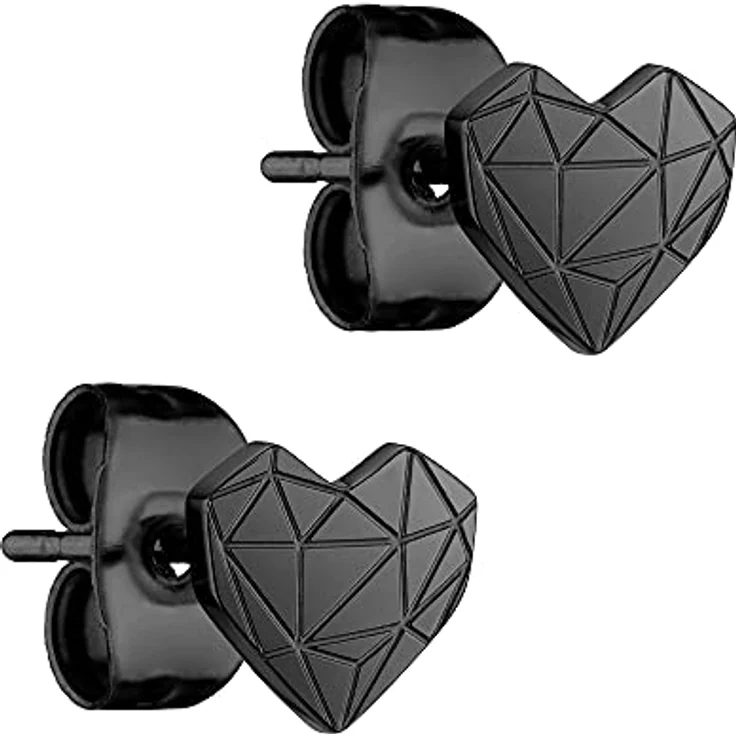 LIEBESKIND Ohrstecker Mini Broken Heart aus Edelstahl IP Black, 0,5 cm Herzform mit Steckverschluss – Bild 2