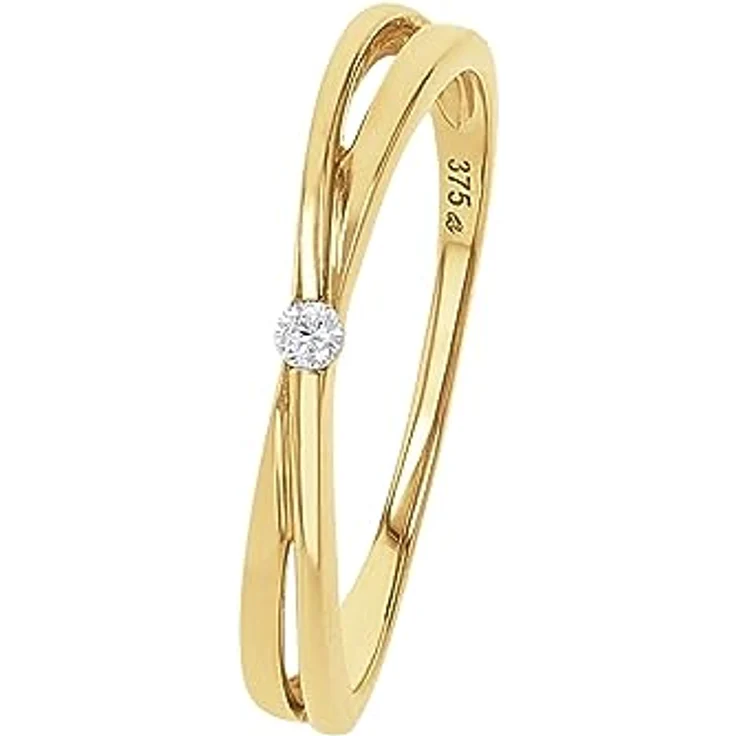 Amor Damen Ring 375 Gold mit Zirkonia synth., Weiß, 3 mm, in Schmuck Geschenk Box, 2037423 – Bild 2