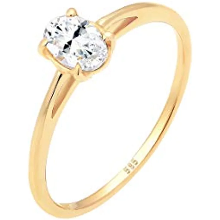 Elli PREMIUM Verlobungsring Valentin, Damenring aus 585 Gelbgold mit Topas, handgefertigt und hochglanzpoliert