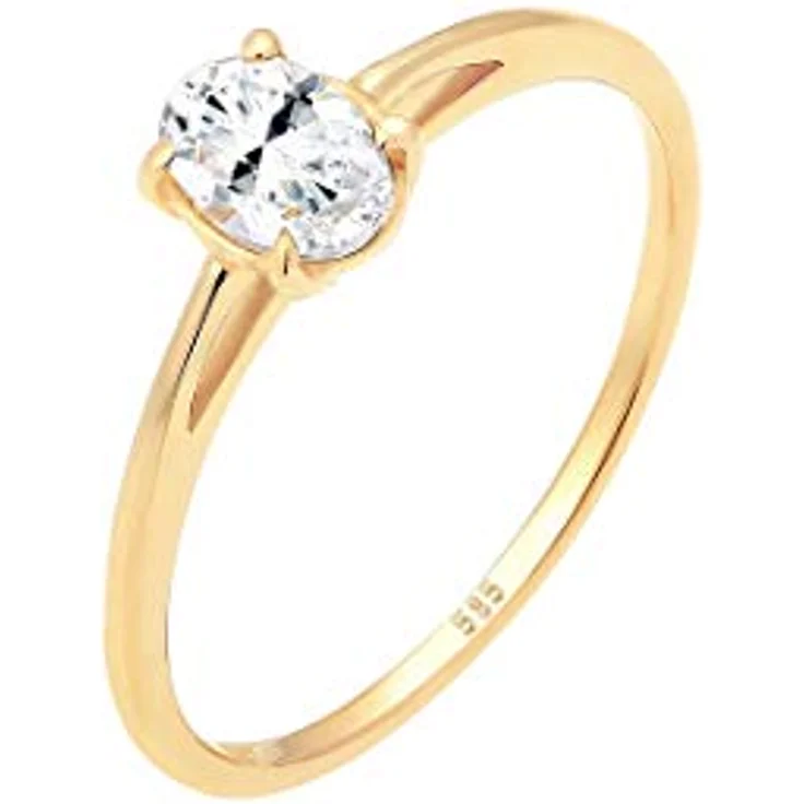 Elli PREMIUM Verlobungsring Valentin, Damenring aus 585 Gelbgold mit Topas, handgefertigt und hochglanzpoliert – Bild 1