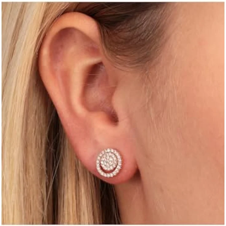 CHRIST Damen-Ohrstecker 925er Silber, recycelter Zirkonia, Roségold, One Size – Bild 5