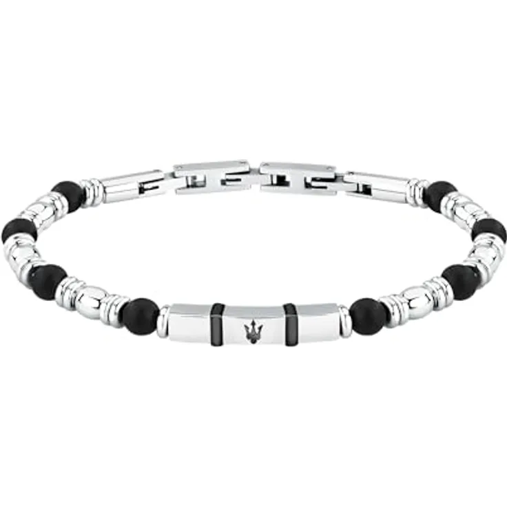 Maserati Herrenarmband ICONIC, aus Stahl und Steinen, 21,5 cm mit praktischem Schmuckverschluss
