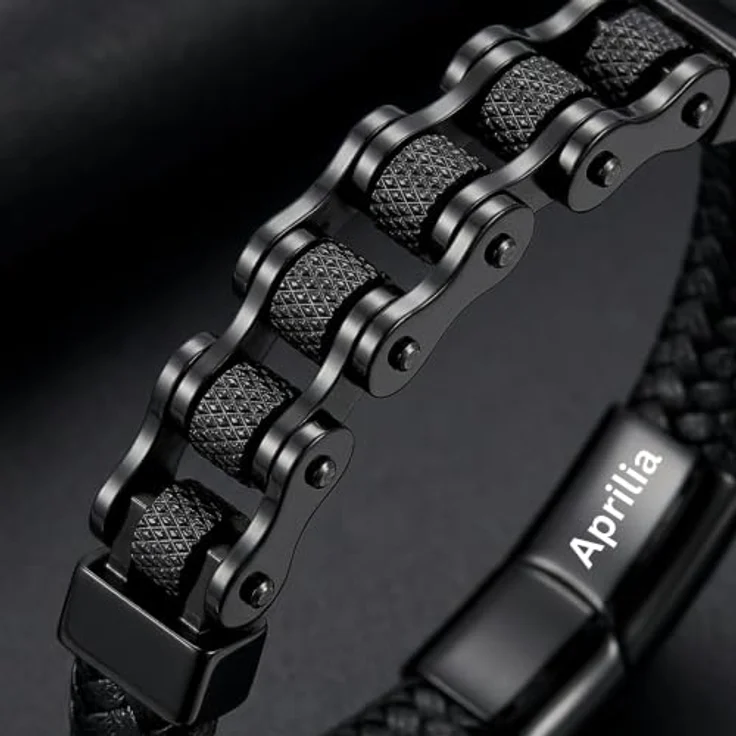 UNIQAL Personalisiertes Lederarmband mit Gravur "SHAPE", Schwarz, 21 cm, Magnetverschluss, handgemacht in Deutschland – Bild 5