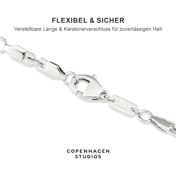 Copenhagen STUDIOS Edgy Bracelet Unisex, silber, Gliederarmband aus poliertem Edelstahl, verstellbar 17-23 cm, wasserfest & hautfreundlich – Bild 4