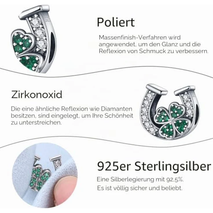 TINSLO Charm Anhänger Damen, 925 Sterling Silber mit Zirkonia-Steinen, kompatibel mit Pandora Armbändern und Halsketten, ideal als Geschenk für Frauen und Mädchen – Bild 5