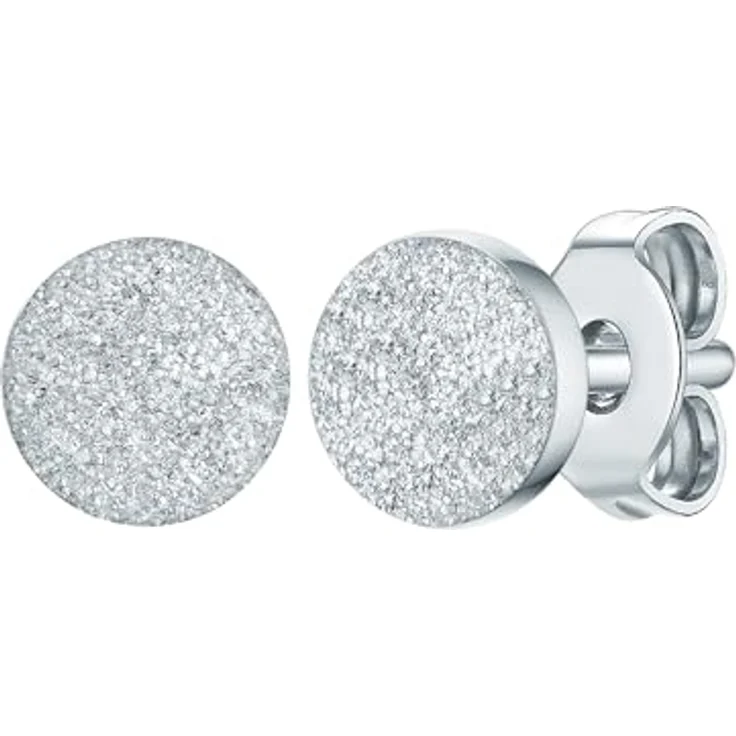 Eastside Damen Ohrringe Edelstahl, Hochglanzpolierte silberne Ohrstecker mit Steckverschluss, 5,1 mm Durchmesser – Bild 1