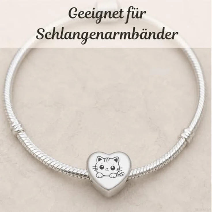 2Burned Personalisiert Foto Charm Liebes Herz aus Edelstahl 316, kompatibel mit Pandora Armband, süßes Kätzchen, wasserfest, 1,2 x 1,2 cm – Bild 5