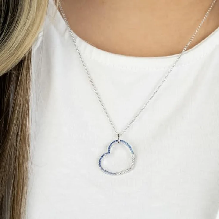 Engelsrufer Kette Herz Ocean, Damen-Halskette aus 925er Sterlingsilber mit Zirkonia in Blau, Karabinerverschluss, Länge 40+4cm – Bild 2