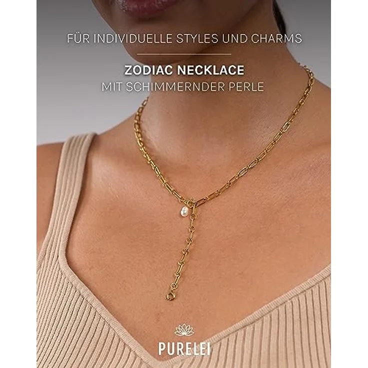 Purelei Zodiac Halskette Damen Edelstahl, Wasserfest und verstellbar, 50 cm, eleganter Damenschmuck mit astrologischem Anhänger, langlebig und perfekt für jeden Anlass – Bild 2