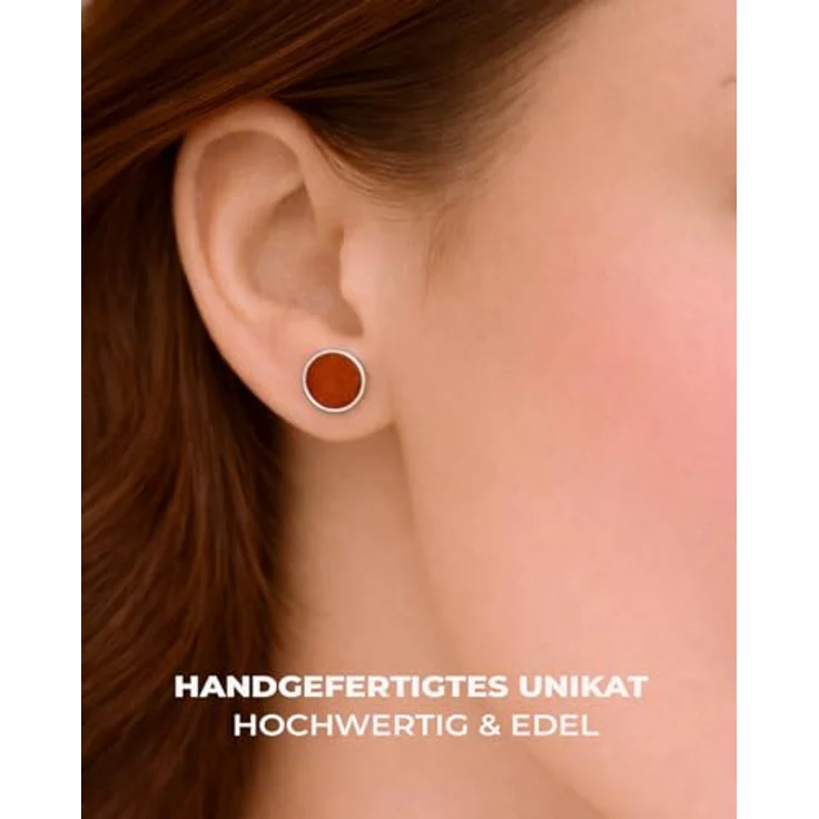 PURAJA Rote Jaspis Edelstein Ohrstecker, 925 Sterling Silber, Damen Ohrringe für Allergiker, 10mm Durchmesser – Bild 5