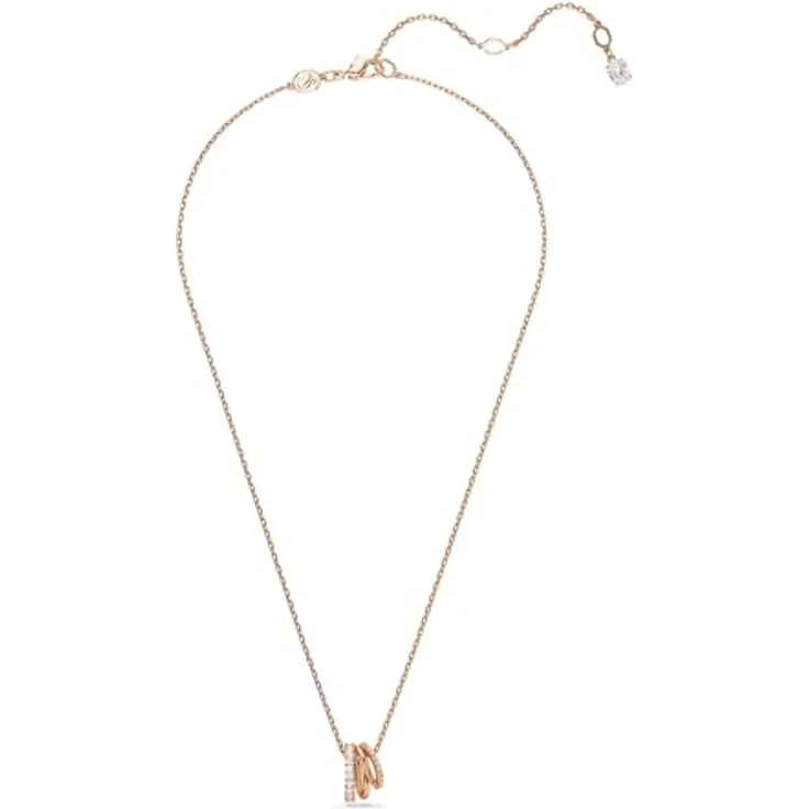 Swarovski Hyperbola Halskette, Weiße, Rosé Vergoldete Damenhalskette mit Anhänger und Swarovski Zirconia in Rund- und Square-Schliffen – Bild 2
