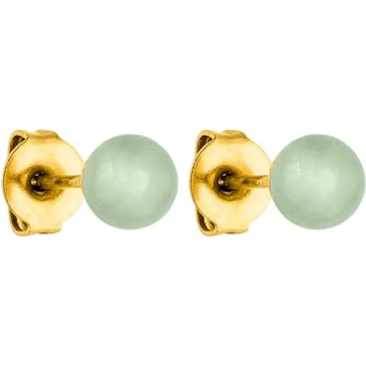 Purelei Aventurine Ohrringe (Gold), Damenohrringe mit 4,75mm großer Perle, wasserfest und aus langlebigem Edelstahl