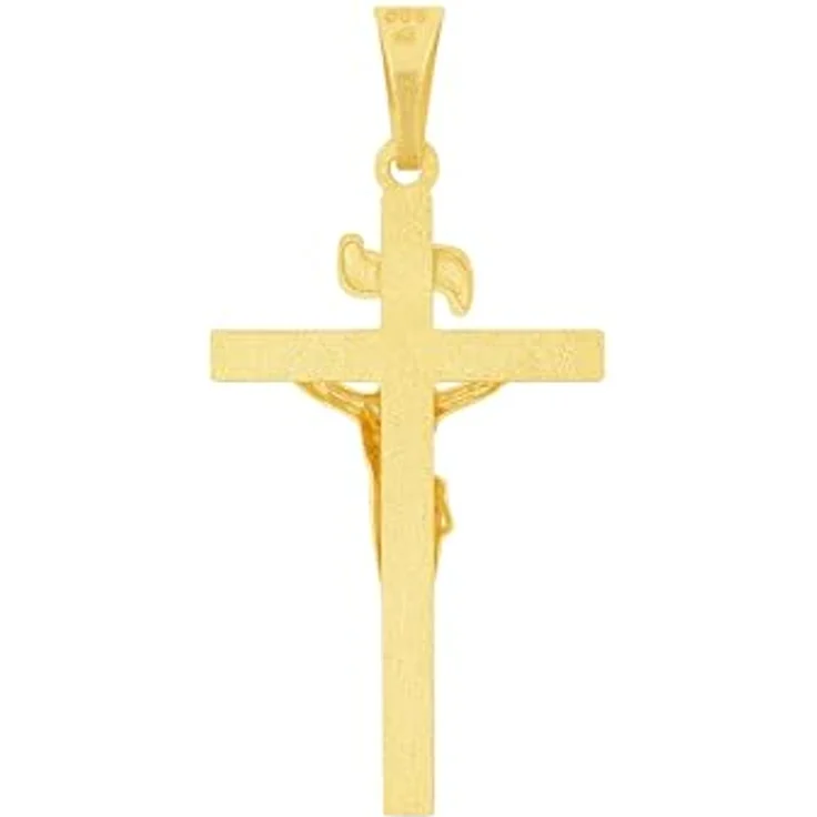 Amor Kreuz-Anhänger mit Corpus, gold, 31 x 15 mm, kommt in Schmuck Geschenk Box, Unisex – Bild 3