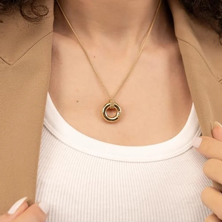 BOSS LIVE Halskette für Damen, Gelbgold mit Charm und BOSS-Logo, 457 mm + 50 mm Verlängerung – Bild 5
