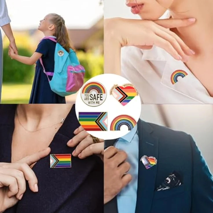 VVQWCY 4 Stück Pride Pins, LGBT Anstecker in Regenbogenfarben, langlebige Broschen für Rucksäcke und Hüte – Bild 4