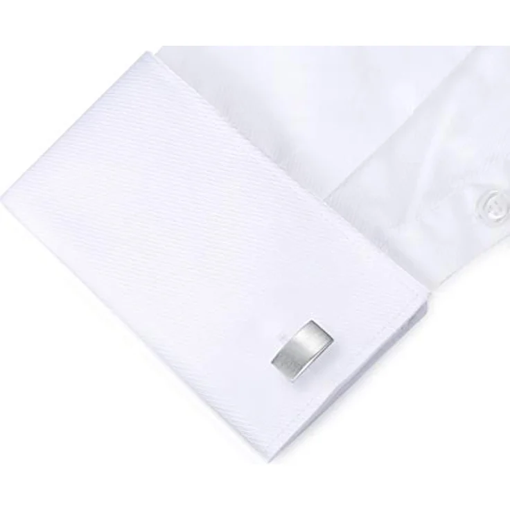HONEY BEAR Herren Hochzeit Manschettenknöpfe, Cufflinks aus Kupfermessing mit korrosionsgeschütztem Stahl, Silber, 18mm x 11mm, handmodelliert – Bild 5