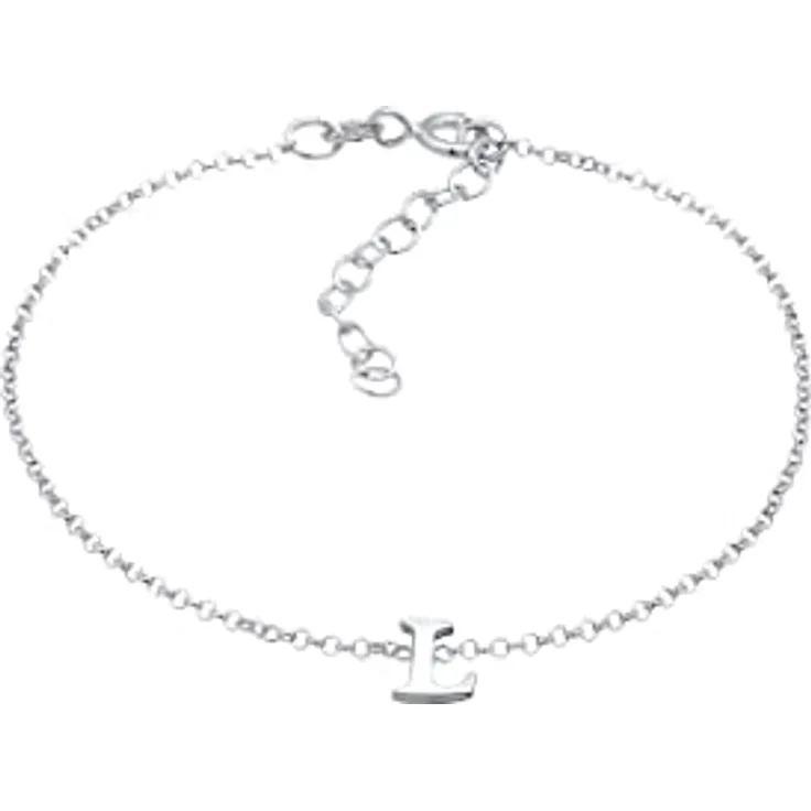 Elli Damen Armband 925 Silber Rosé 18K Vergoldet mit Anker-Plättchen, Freundschaftsschmuck, Länge 17 cm, Breite 1.5 mm