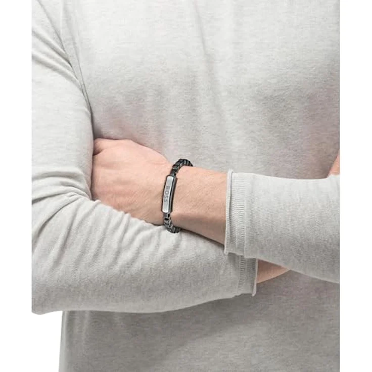 BOSS Devon, Herren Gliederarmband aus schwarzem Edelstahl mit magnetischem Verschluss, 190 mm Umfang – Bild 5