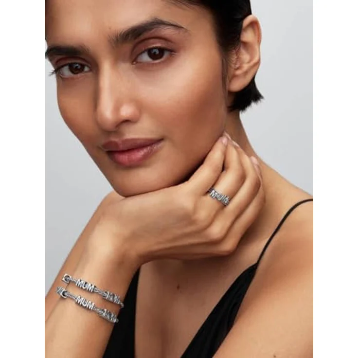 PANDORA Charm Mum wendbarer Schriftzug, 925 Sterling Silber mit Cubic Zirkonia, Buchstaben Anhänger für Mutter, kompatibel mit Moments, 794455C01 – Bild 5