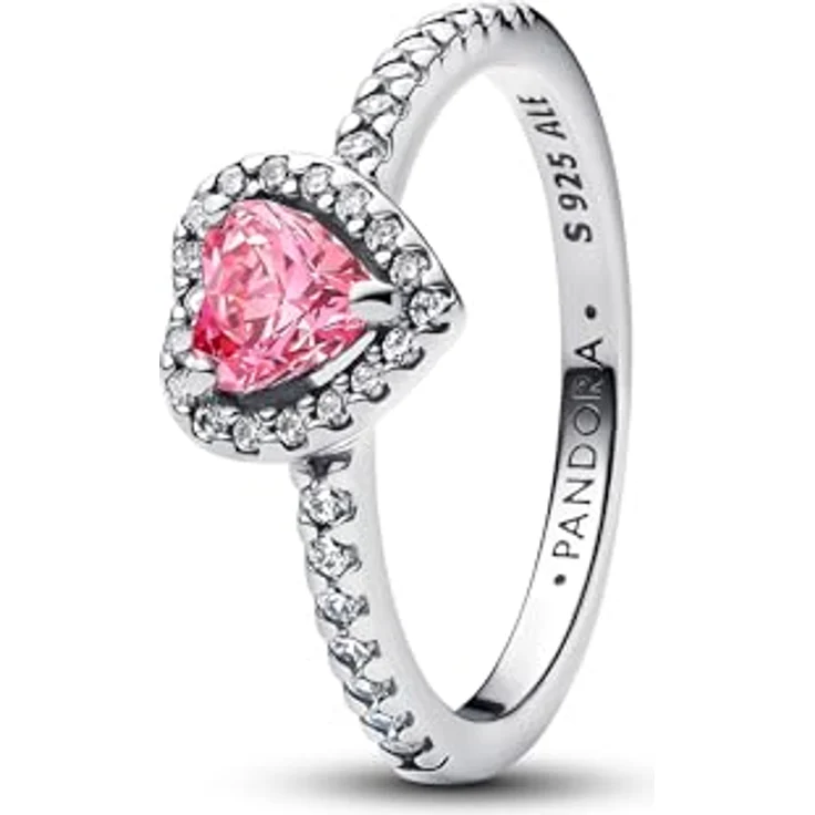 PANDORA Damenring Erhabenes Herz, pink mit Zirkonia, Ringgröße 50/15,9 – Bild 4