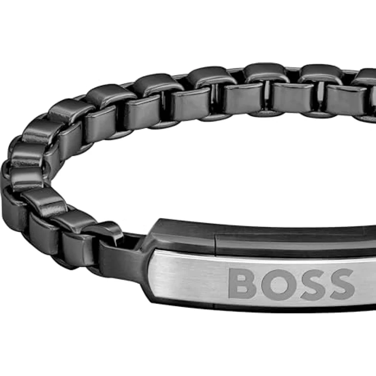 BOSS Devon, Herren Gliederarmband aus schwarzem Edelstahl mit magnetischem Verschluss, 190 mm Umfang – Bild 2