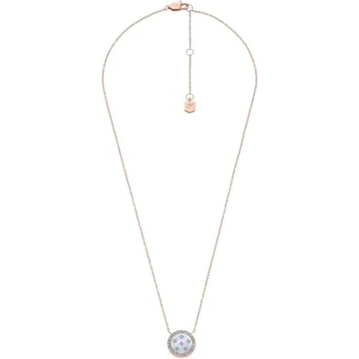 Fossil Merrit Damen Halskette, Roségoldfarbener Edelstahl mit poliertem Finish, 40,6 cm Länge – Bild 1