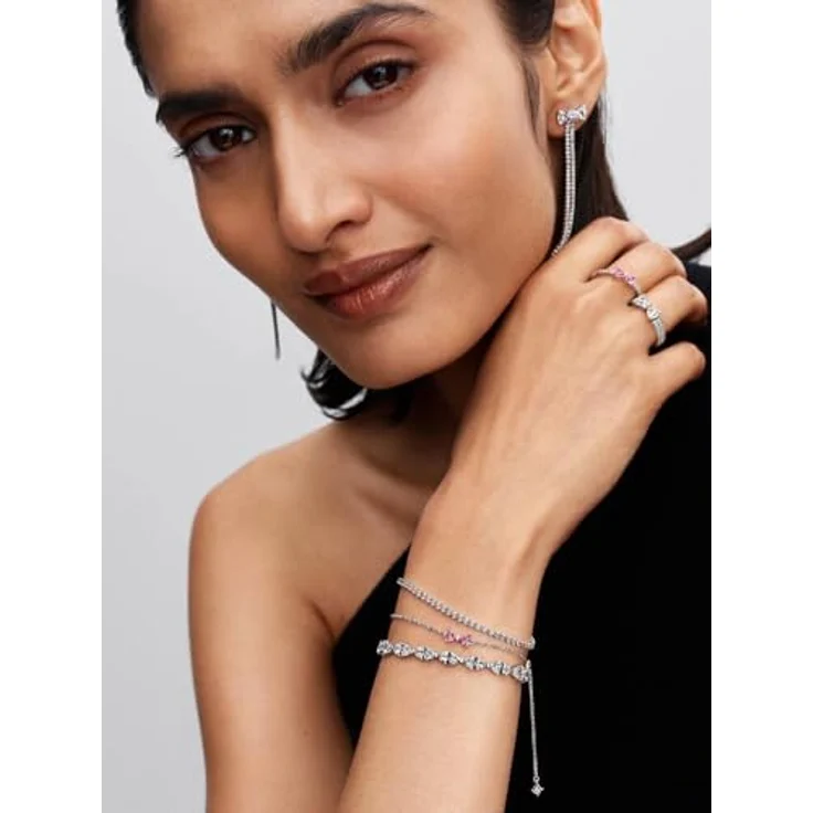 Pandora Tennisarmband Funkelnde Zirkonia, 14K Vergoldet, 16 cm, gelbgoldfarben, mit 61 Steinen im Brillantschliff – Bild 4