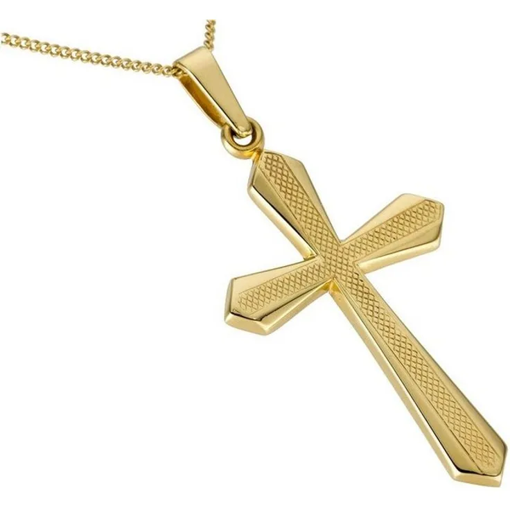 Firetti Kreuz Kettenanhänger aus Gold 333, Halsschmuck, Made in Germany