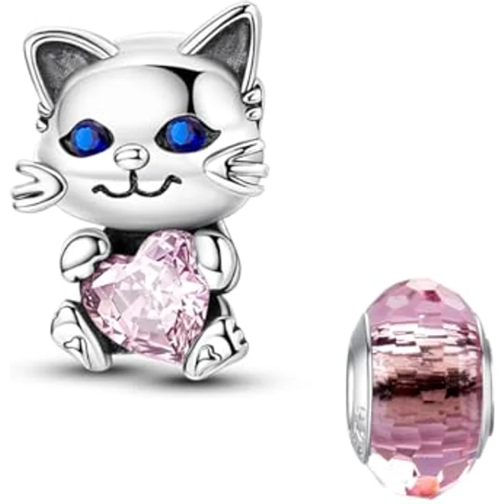 LNQOBU 925 Silber Charms Anhänger für Armbänder, kompatibel mit Pandora, inklusive Spacer Beads, Geschenkset mit Geschenktüte und Poliertuch – Bild 1