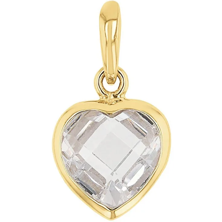 Amor Herzanhänger aus 375/9 Gold, mit glitzendem Zirkonia (synth), 15 mm x 8 mm, Gold