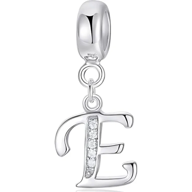 XWN Buchstabe Charm Anhänger Alphabet A-Z, 925 Sterling Silber mit kubischem Zirkon, passend für Pandora Armband und Halskette