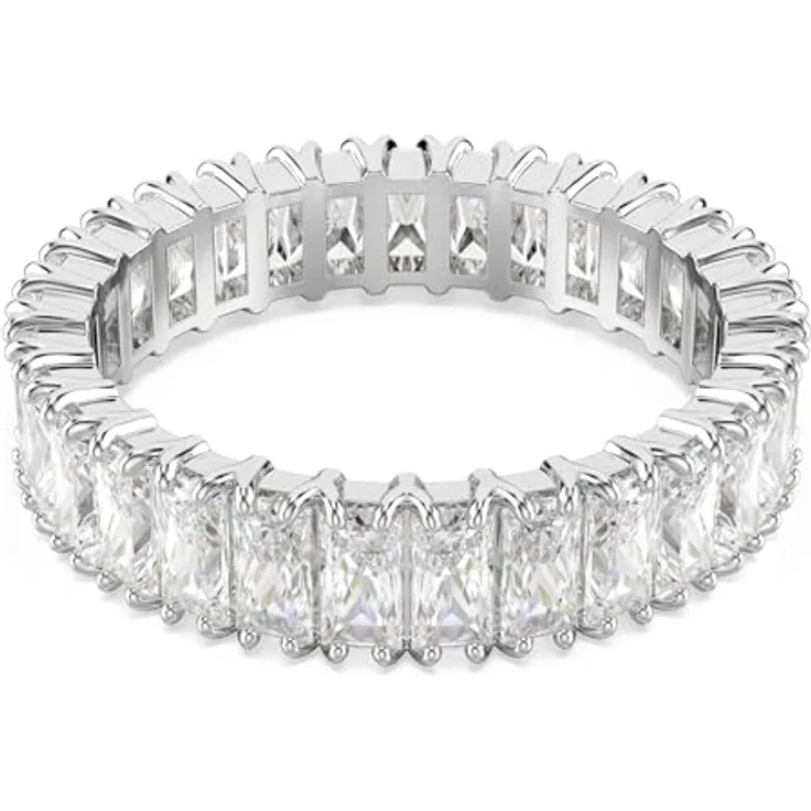 Swarovski Matrixring, Baguetteschliff, Damenring, weiß, silberfarben, SS26-Kollektion