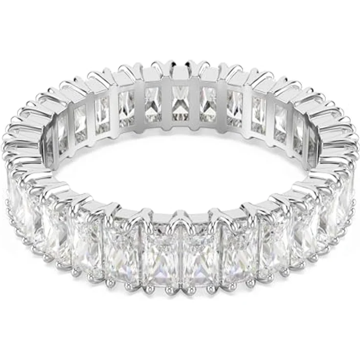 Swarovski Matrixring, Baguetteschliff, Damenring, weiß, silberfarben, SS26-Kollektion – Bild 1