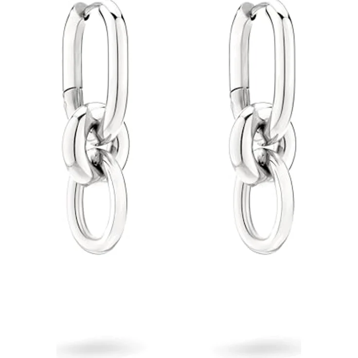 Liebeskind Berlin Creole LJ-1508-E-28, Damen-Ohrringe aus poliertem Edelstahl, Silber, 3 cm mit Schanierverschluss – Bild 1
