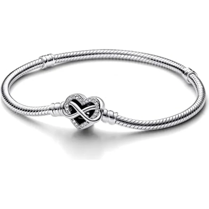 PANDORA Moments Armband, Sterling-Silber mit Funkelndem Unendlichkeits-Herzverschluss und Zirkonia Steinen, 18cm, kompatibel mit Moments Kollektion, 592645C01-18 – Bild 2