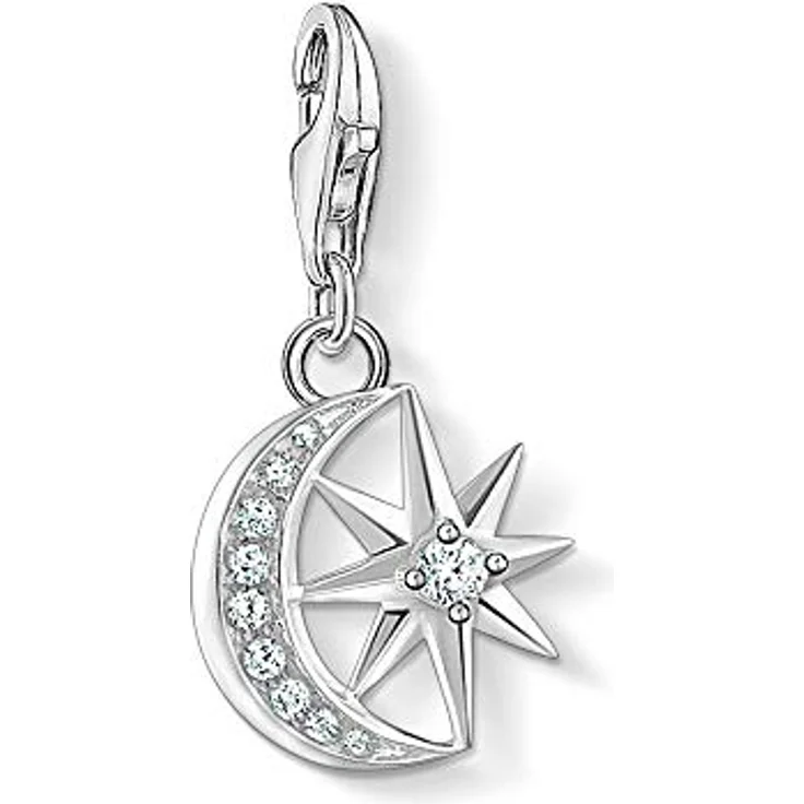 Thomas Sabo Charm-Anhänger Stern & Mond, 925 Sterling Silber, mit Karabinerhaken, Charm Club 1794-051-14 – Bild 1