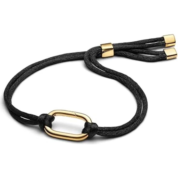 Pandora Charm-Armband 564680C01, Textil in Schwarz mit vergoldetem Link-Element, Damen – Bild 1