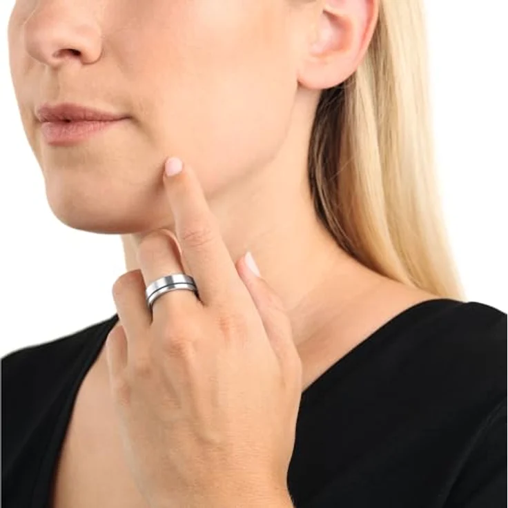 Amor Fingerring Uni Chic, Unisex Freundschaftsring aus Edelstahl mit IP Beschichtung, ca. 6 mm breit, matte Ausführung – Bild 3