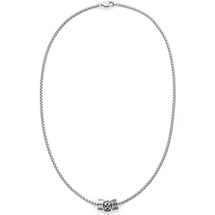 s.Oliver Herren Necklace - Halskette aus mattiertem Edelstahl IP Schwarz, verstellbar bis 50 cm, wasserfest & hautfreundlich