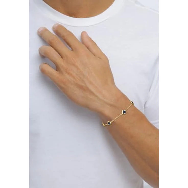 Kuzzoi Buddha Herren Armband, Silber vergoldet mit Emaille Kleeblatt, Panzerarmband aus 925 Sterling Silber, Länge 23 cm – Bild 5