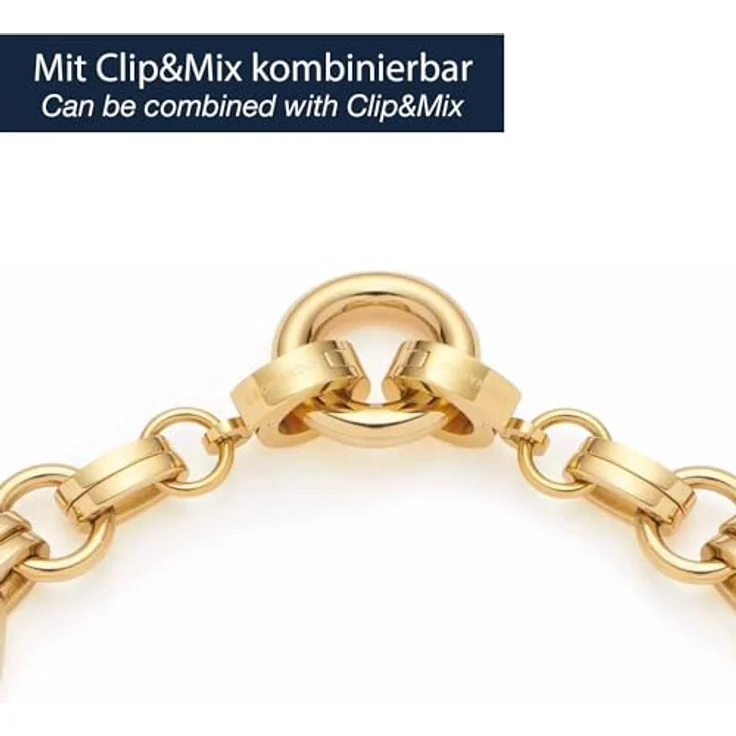 JEWELS BY LEONARDO Armband Clip & Mix Mathilde, goldfarbenes Edelstahlarmband mit Verbindungs-Ring für Charms, 18,5 cm Länge – Bild 3