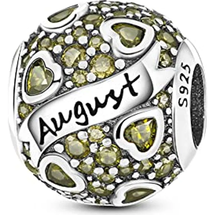 Pandach Damen Charm Anhänger Geburtsstein, 925 Sterling Silber, 12 verschiedene Charms für Pandora Armband und Halskette, kompatibel mit europäischen Beads für Frauen und Mädchen – Bild 1