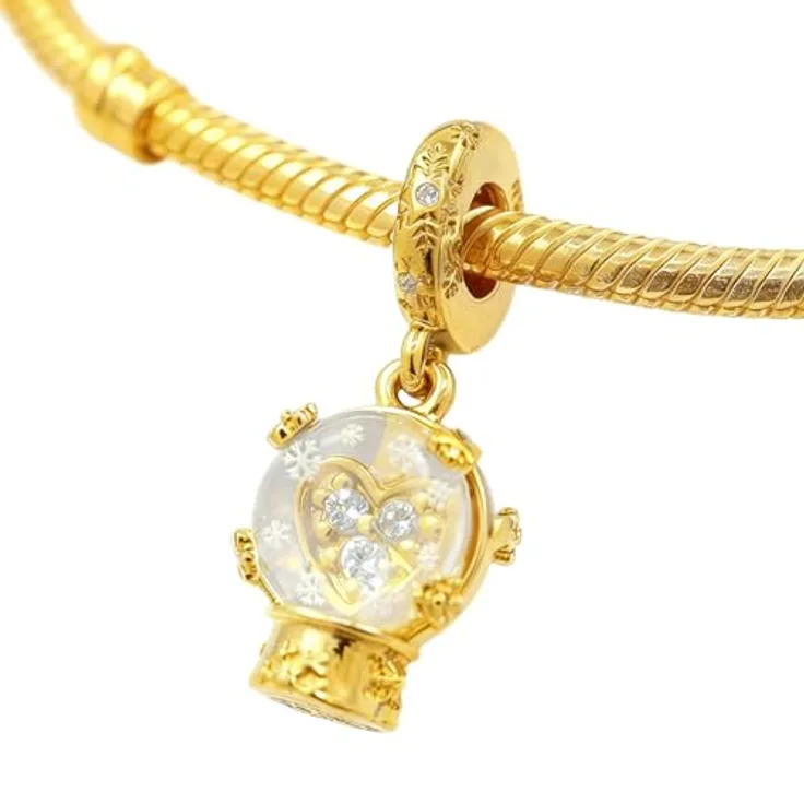 Anduonie Charms Gold Stopper Charms Anhänger Silber 925, roter Bead Charm für europäische Armbänder mit 4.5mm~5.0mm Lochgröße
