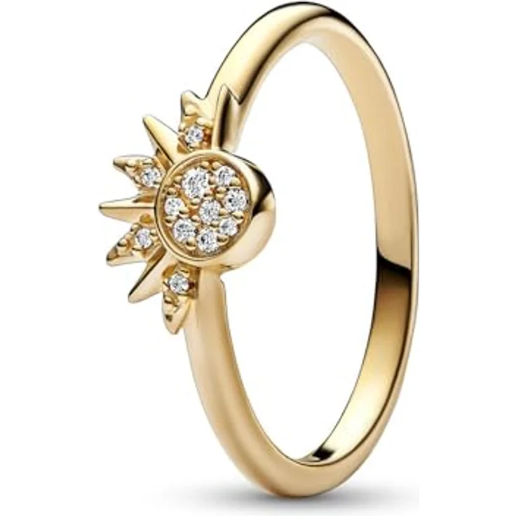 PANDORA Momente 162674C01-50, Damenring aus 14k vergoldetem Metall mit kubischen Zirkonia, stapelbar, klar – Bild 1
