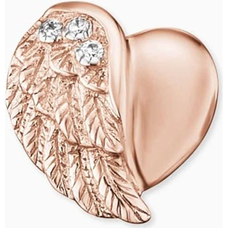 Engelsrufer ERE-LILHEARTWING-STR Damen Ohrringe Herzflügel, rosévergoldetes Sterling Silber, 6 weiße Zirkonia, nickelfrei, 9mm, Steckverschluss – Bild 2