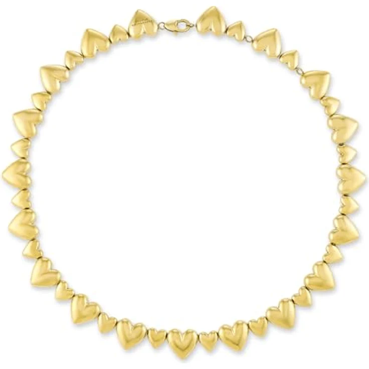 COPENHAGEN STUDIOS Puffy Hearts Halskette - gold - Edelstahl 14K vergoldet, verstellbare Länge, wasserfest & hautfreundlich – Bild 1