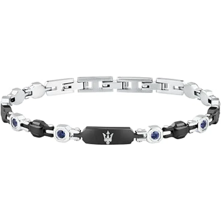 Maserati Herren-Armband Saphir, aus Edelstahl mit blauen Saphiren, 18 + 3,5 cm, verdeckter Verschluss, Kollektion Saphir – JM335AXO09 – Bild 1