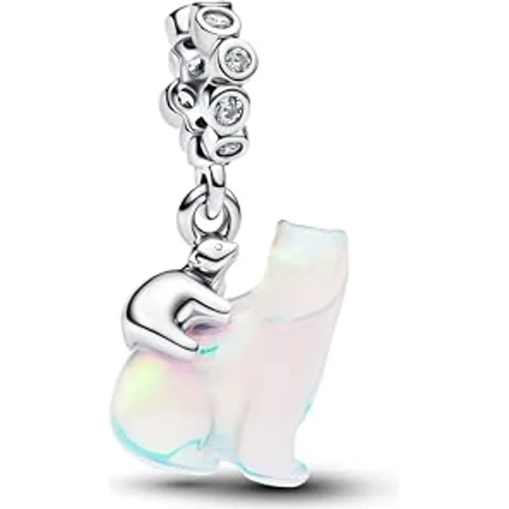 PANDORA Moments Eisbär Mutter & Junges Charm-Anhänger, Sterling-Silber mit Zirkonia, für ME und Moments Kollektion, 794243C01