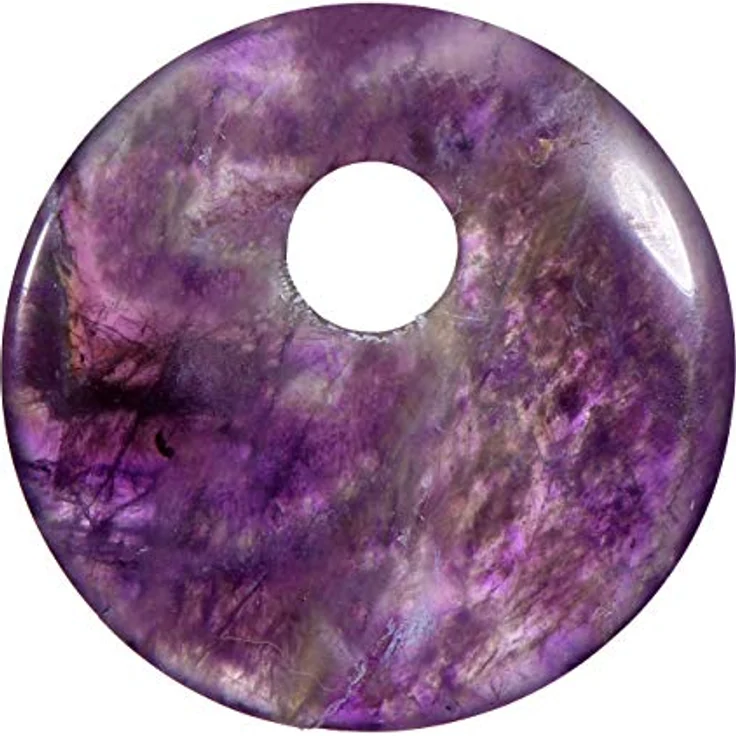 Morella Damen-Halskette 80 cm, runder Amethyst-Anhänger Ø 4,4 cm, im Samtbeutel, individuell kürzbar, Naturprodukt – Bild 2