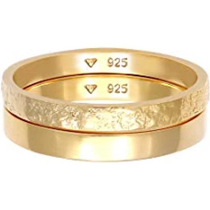 Elli Ring Damen Set Basic Look Gehämmert, kombinierbar, 925 Sterling Silber, handgefertigt – Bild 2